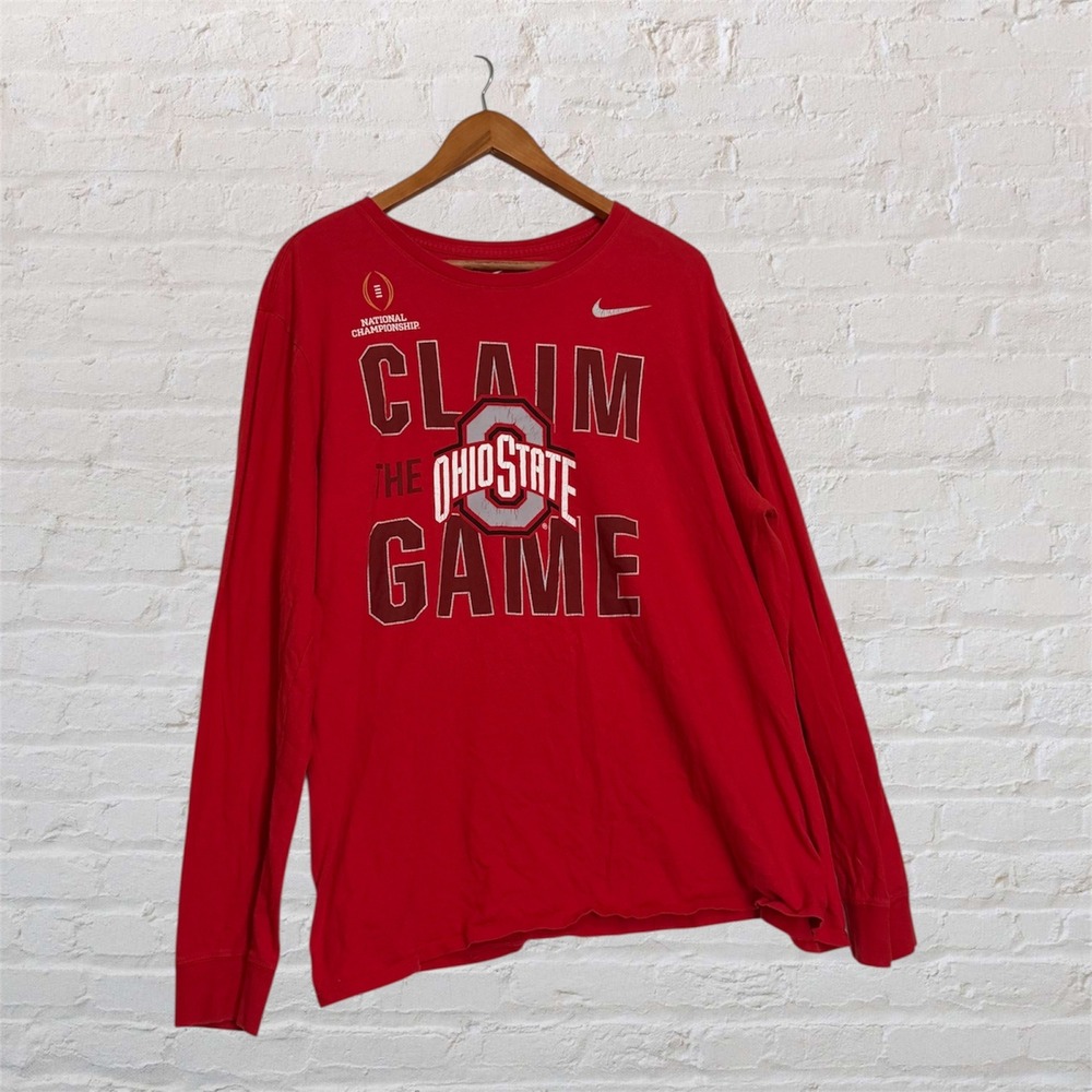 Nike Ohio State Buckeyes National Championship Long Sleeve‎ Shirt Red XXL Mens